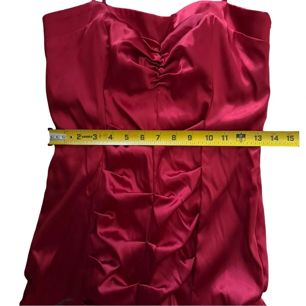 Morgan & Co. Red Satin‎ Ruched Mini Dress